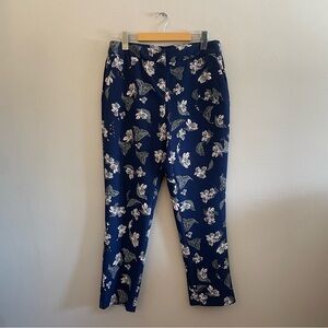 Dalia Navy w Baby Pink & White Floral Ankle Pants – Size 8 EUC